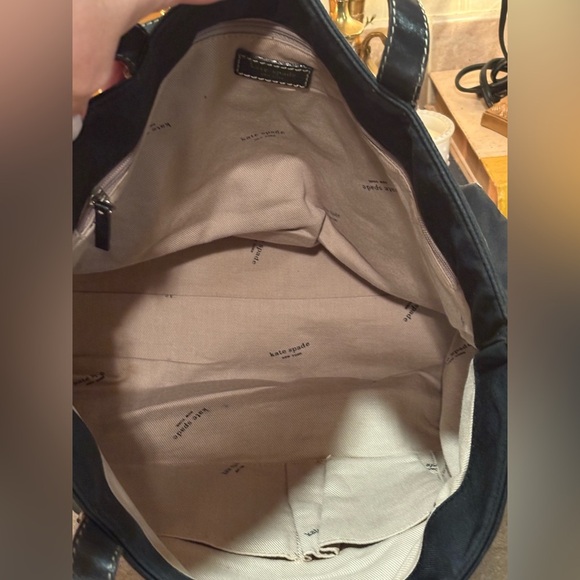 Kate Spade Black Canvas Tote with Leather Trim - Picture 10 of 14